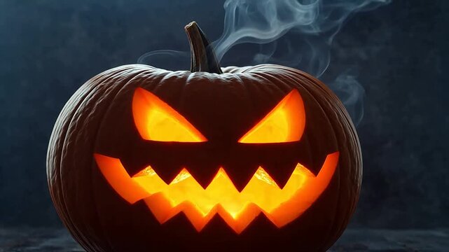 Halloween pumpkin with carved face