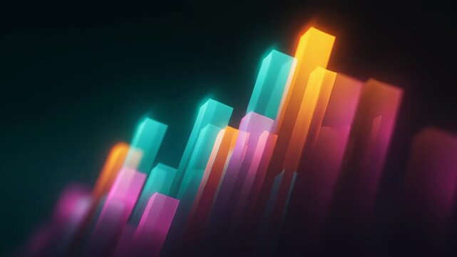 Animation diagonal line visual dynamic upward black background vibrant abstract gradient art colourful moving skyline of glowing bars creating energetic motion ascending in rhythmic modern composition