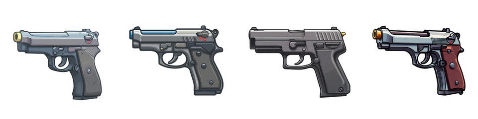 Transparent pistol 3d vector shown war and crime concept for decoration.