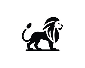 Obraz premium Lion Silhouette Logo Standing Profile View Minimalist for Branding