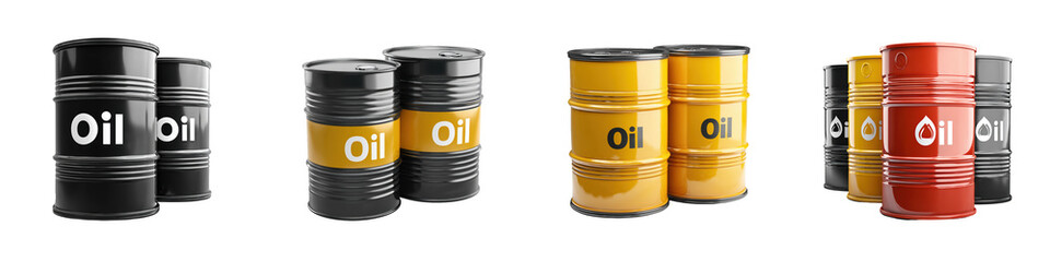Cartoon oil barrel png isolated in 3d transparent using for war effect presentation.