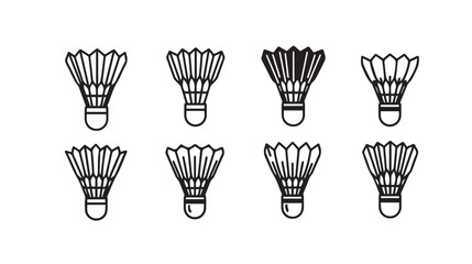 Fototapeta premium Badminton Shuttlecocks Set Vector Icons Simple Feather Ball Designs Sport Equipment Collection Minimalist Stock Graphics