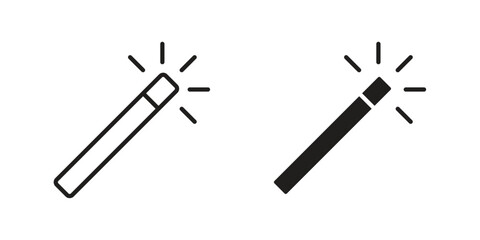 Magic wand icon black, line, flat vector, isolated illustration. © Cristiane