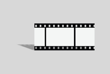 Fototapeta premium Film strips mockup templates of old retro film frame with shadow on background. Video or movie film vintage analog cinema, photograph camera film strip. Trendy editable camera roll social stories