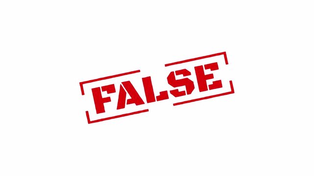 Animated Red False Stamp Icon with Zoom Motion on Transparent Background Warning Concept