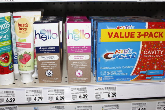 Kids Crest Toothpaste hello products closeup shelf