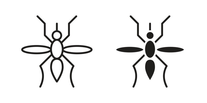Mosquito icon black, line, flat vector, isolated illustration.