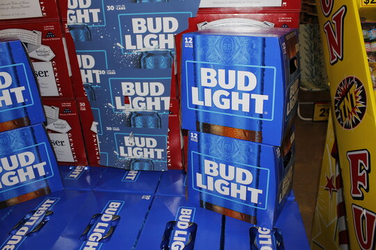 BUD LIGHT Beer closeup box shelf 
