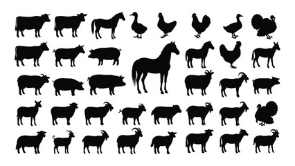 Collection of farm animal silhouettes © MDRaisul