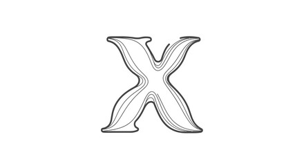 Obraz premium Stylized abstract letter X graphic with flowing wavy lines on a clean white background for modern