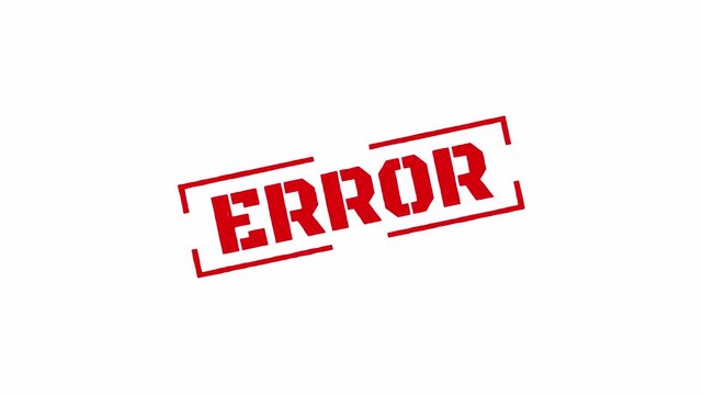 Animated Red Rubber Error Stamp Appearing with Zoom Motion on Transparent Background Overlay