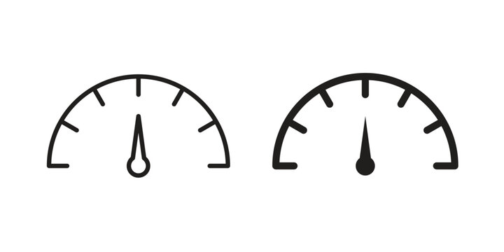 Speedometer icon black, line, flat vector, isolated illustration.