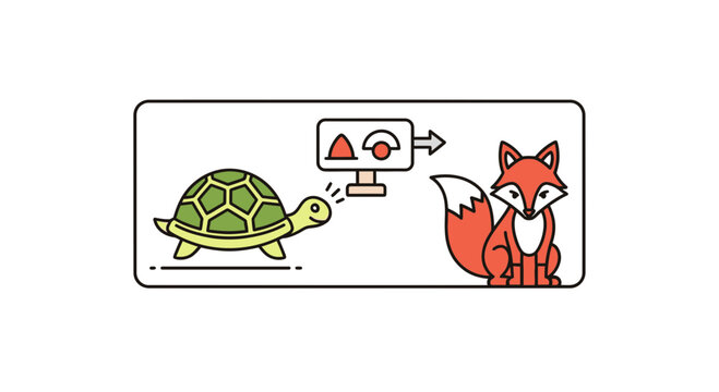 Visual representation of comparative speeds between a slow-moving reptile and a quick mammal