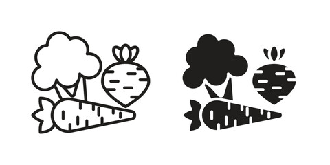 Fototapeta premium Vegetable icon black, line, flat vector, isolated illustration.