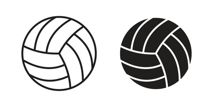 Volley ball icon black, line, flat vector, isolated illustration.