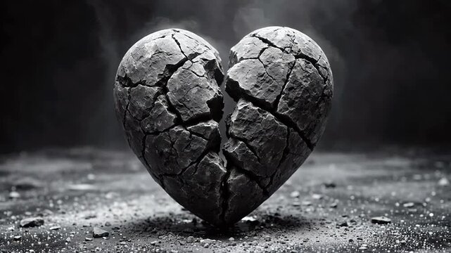 Broken heart shaped stone