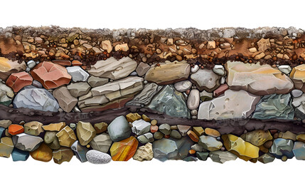 Detailed cross section of soil layers for educational and geological study