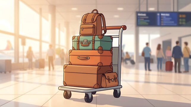 荷物を積んだ空港のカート