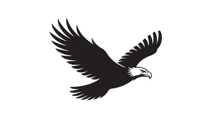 Fototapeta premium Flying Eagle Silhouette in Dramatic Pose with High Contrast Black and White for Logo Design