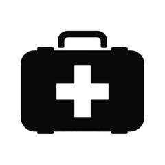 Obraz premium Black and white silhouette of a first aid kit with a cross symbol medical