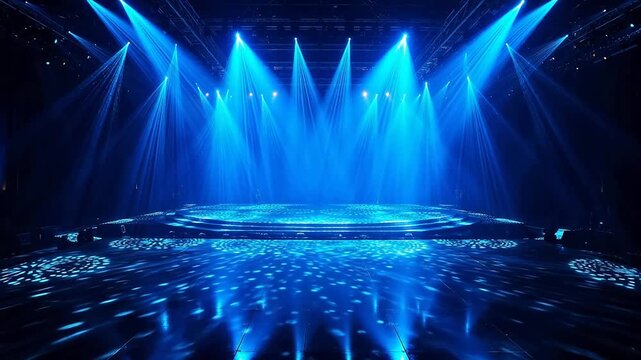 Empty stage with blue lighting