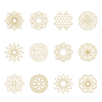 Minimal Islamic Geometry Pattern Set Clean Aesthetic Gold Vibes Design