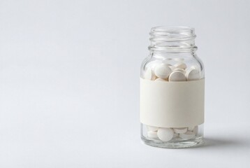 Medicine pills in a plain bottle with blank label