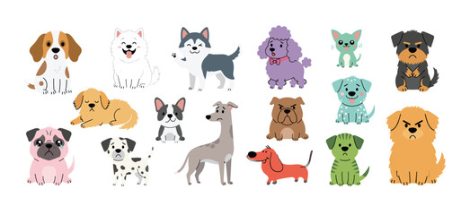 Fototapeta premium Cute Doggo Squad Cartoon Puppies Pack Adorable Pet Vibes