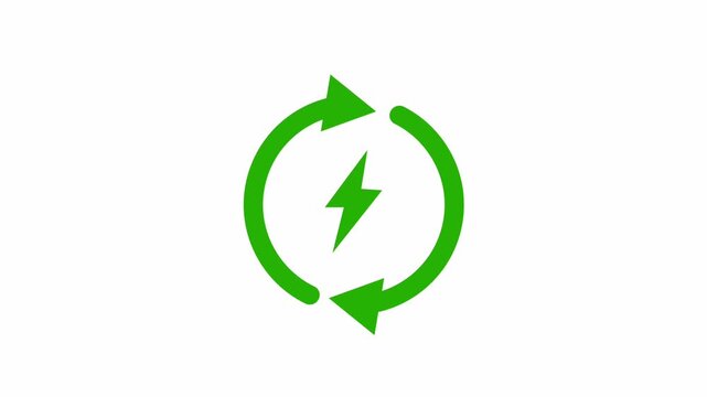 green lightning animated icon on white background.