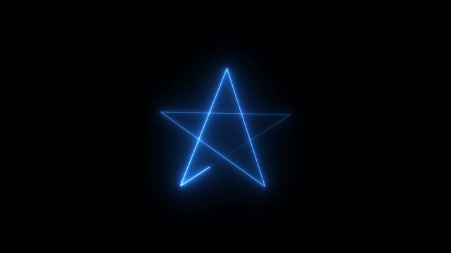 Abstract cyan color neon light star loading icon animation on transparent background 4k visuals
