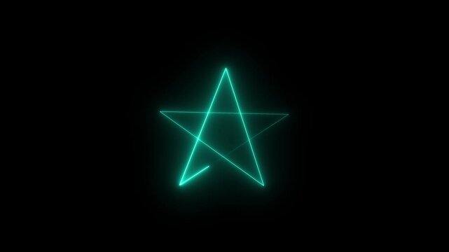 Abstract cyan color neon light star loading icon animation on transparent background 4k visuals