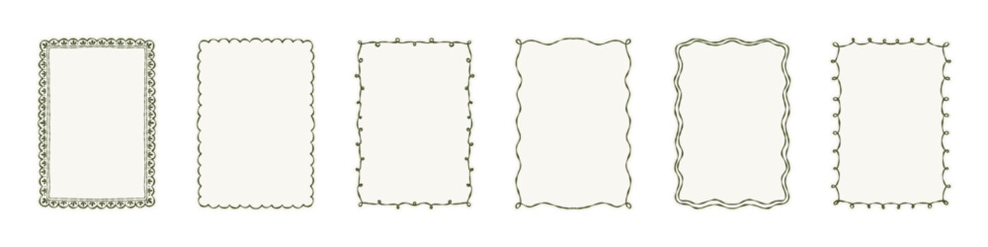 Retro stamp frames. Green outline rectangle border poster frames, vector illustration
