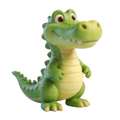 Fototapeta premium [Transparent Background PNG]Cute Green Cartoon Crocodile Character