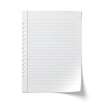 A blank lined notebook page ready for writing or planning isolated on white background