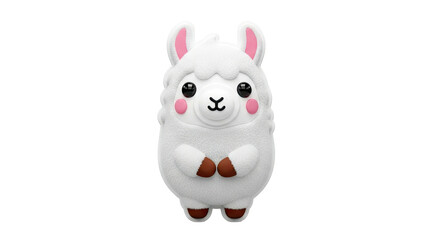 Fototapeta premium Cute Fluffy White Alpaca Character Design