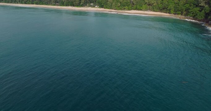 Lush Green Hills And Villas At Nai Thon Beach Resort On The Northwest Coast Of Phuket, Thailand. Aerial Tilt-up Shot