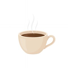 Obraz premium Coffee cup with steam illustration, hot beverage mug vector