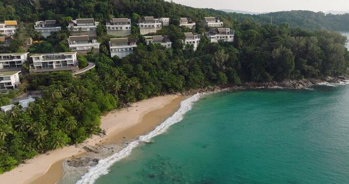 Upscale Villas Nestled In The Hillside In Nai Thon Beach, Phuket, Thailand. Aerial Shot
