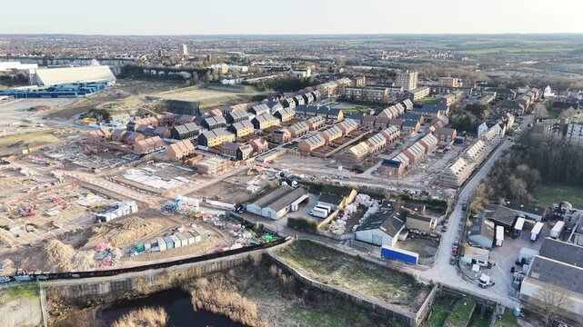 New build housing estate Gravesend Kent riverside Thames drone,aerial