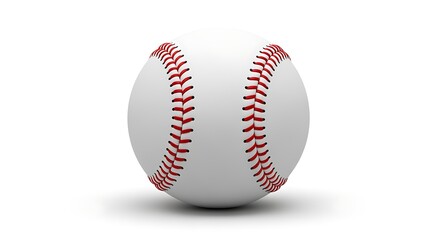 Baseball with red stitching on white leather surface for sport
