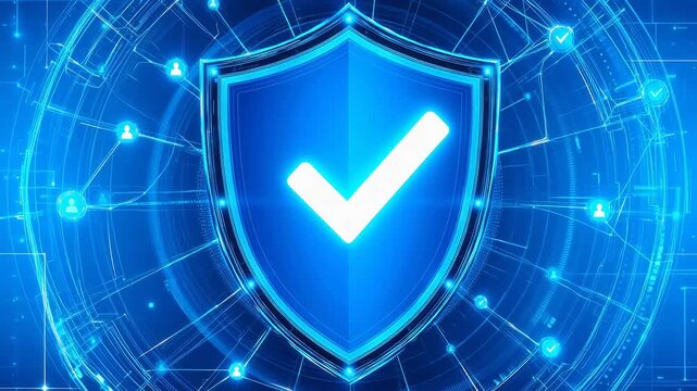 Digital shield with checkmark symbol