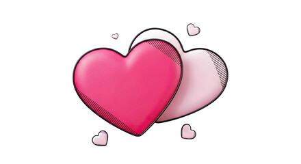 Two Pink Hearts Intertwined with Small Hearts