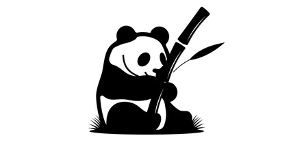 panda logo, black isolated silhouette © OMIA