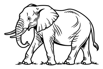 Obraz premium Elephant Coloring Book Page Vector Illustration – Black White Bold Line Art, Printable A4, SVG Style, Isolated on White Background