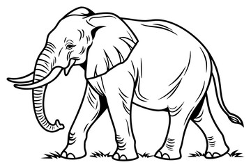 Fototapeta premium Elephant Coloring Book Page Vector Illustration – Black White Bold Line Art, Printable A4, SVG Style, Isolated on White Background