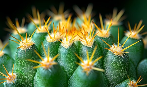 Macro photograph showcasing the intricate textures and vibrant colors of a cactus
