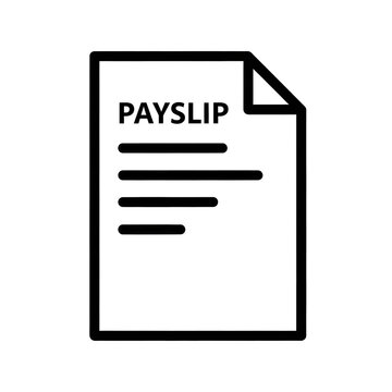 Simple payslip document icon for finance and salary concepts on transparent background