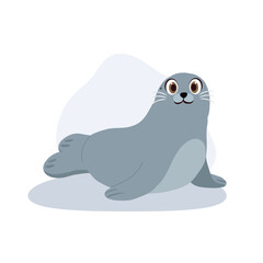 Fototapeta premium Smiling seal marine mammal. Cute Gray Seal Smiling Arctic Wildlife Character