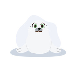 Fototapeta premium Baby Seal Illustration Cute Marine Mammal Cartoon in Minimal Style