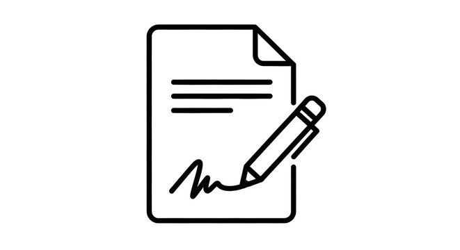Document signing with pen icon graphic design on transparent background